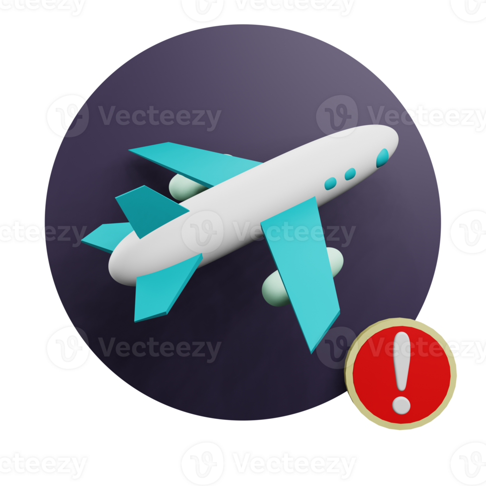 3 D illustration of flight warning status png
