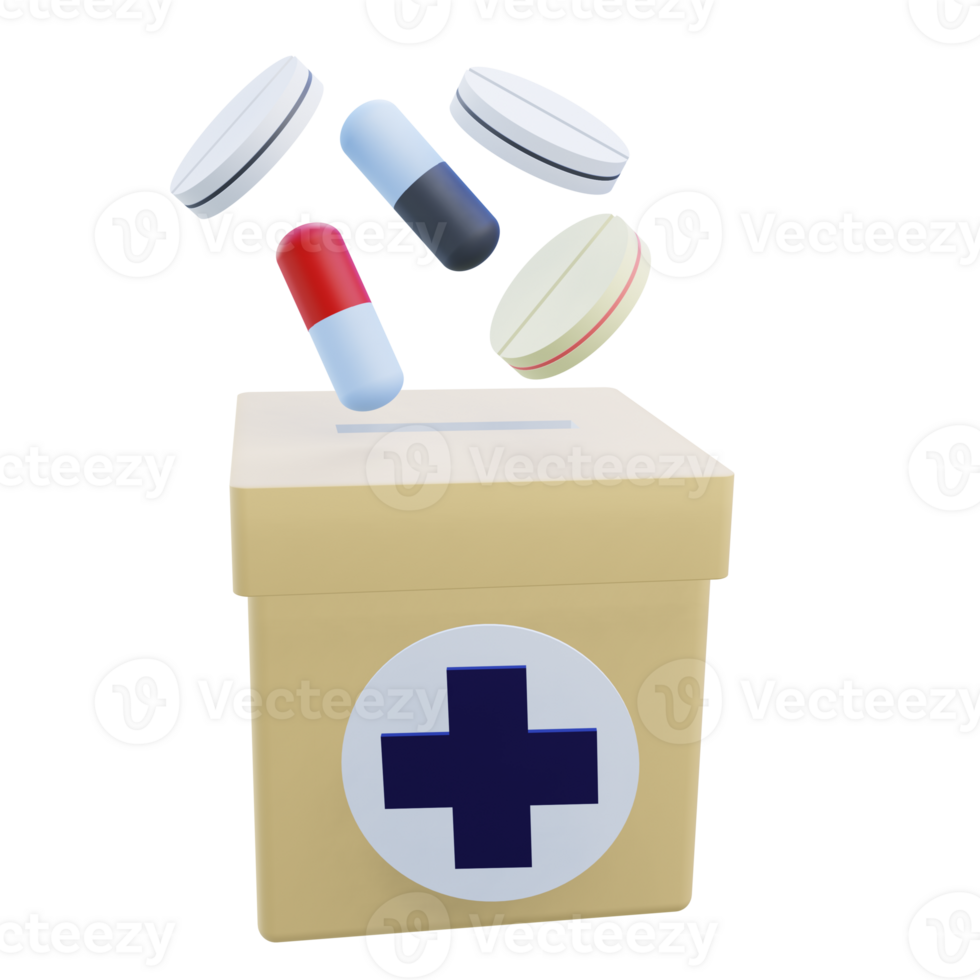 3 D illustration of medicine donation icon png