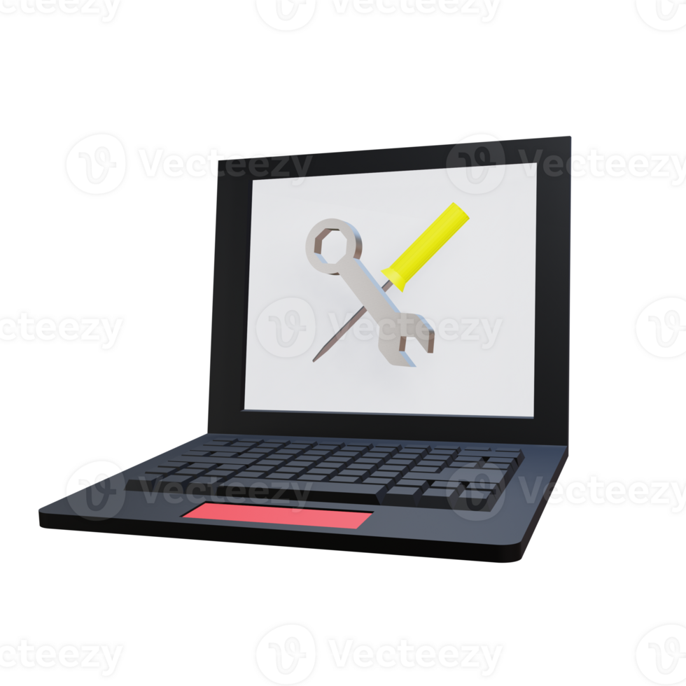 3 D illustration of laptop repair icon png