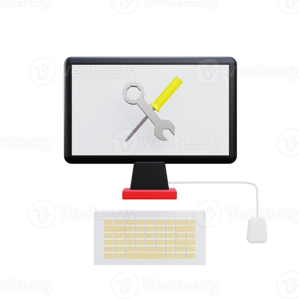 3 D illustration of computer repair icon png