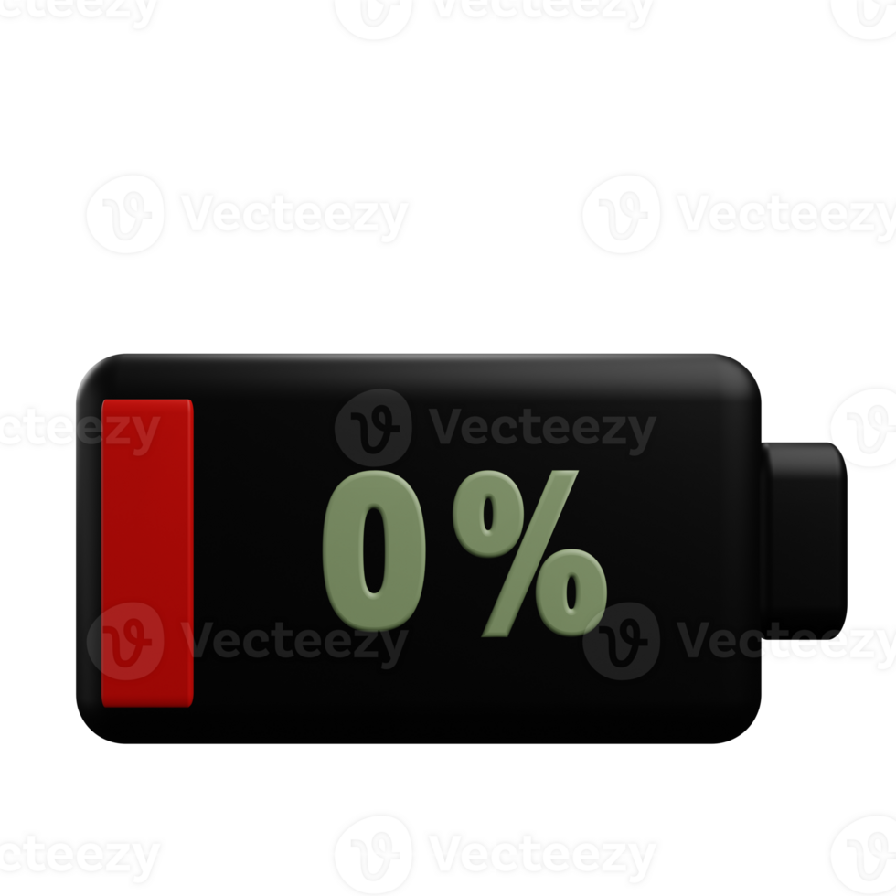 3 D illustration of low battery icon png