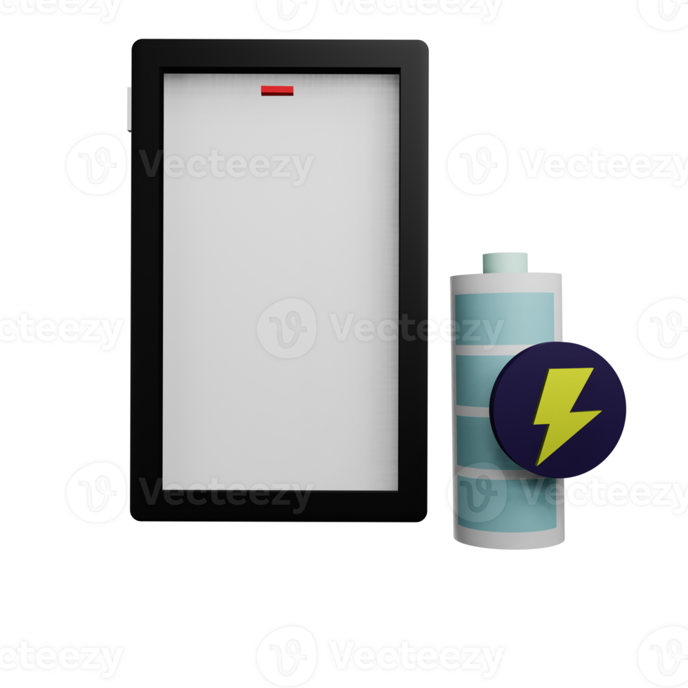3 D illustration of smartphone battery icon png