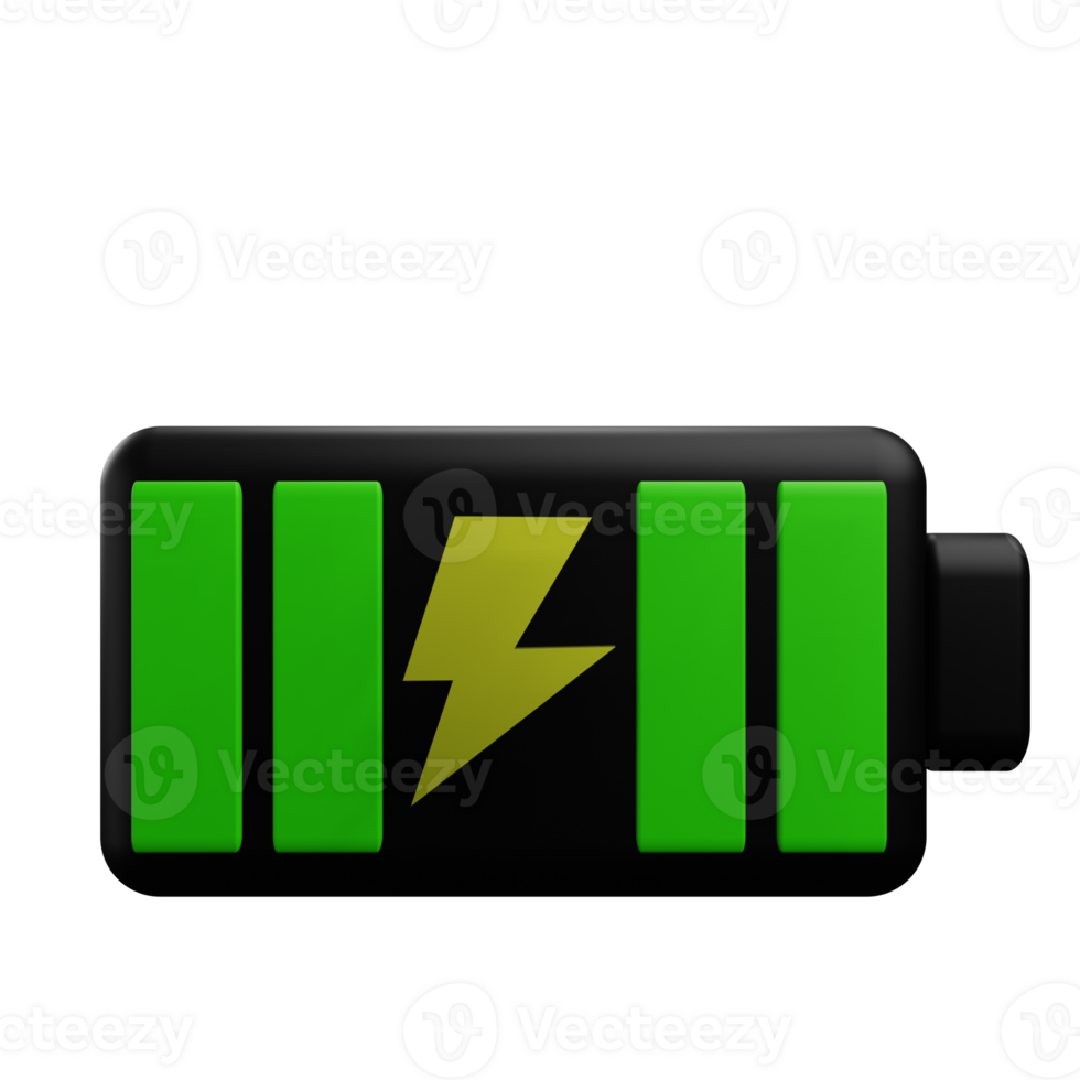 3 D illustration of battery icon png