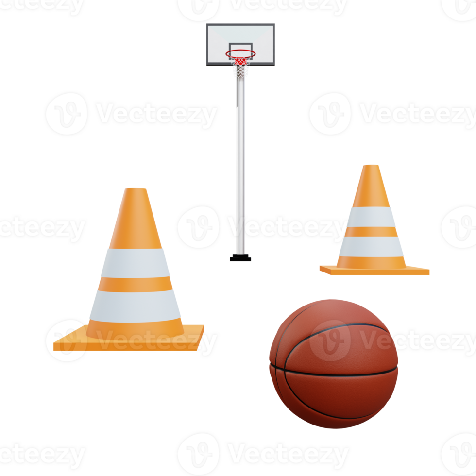 3 D illustration of basketball drill con png