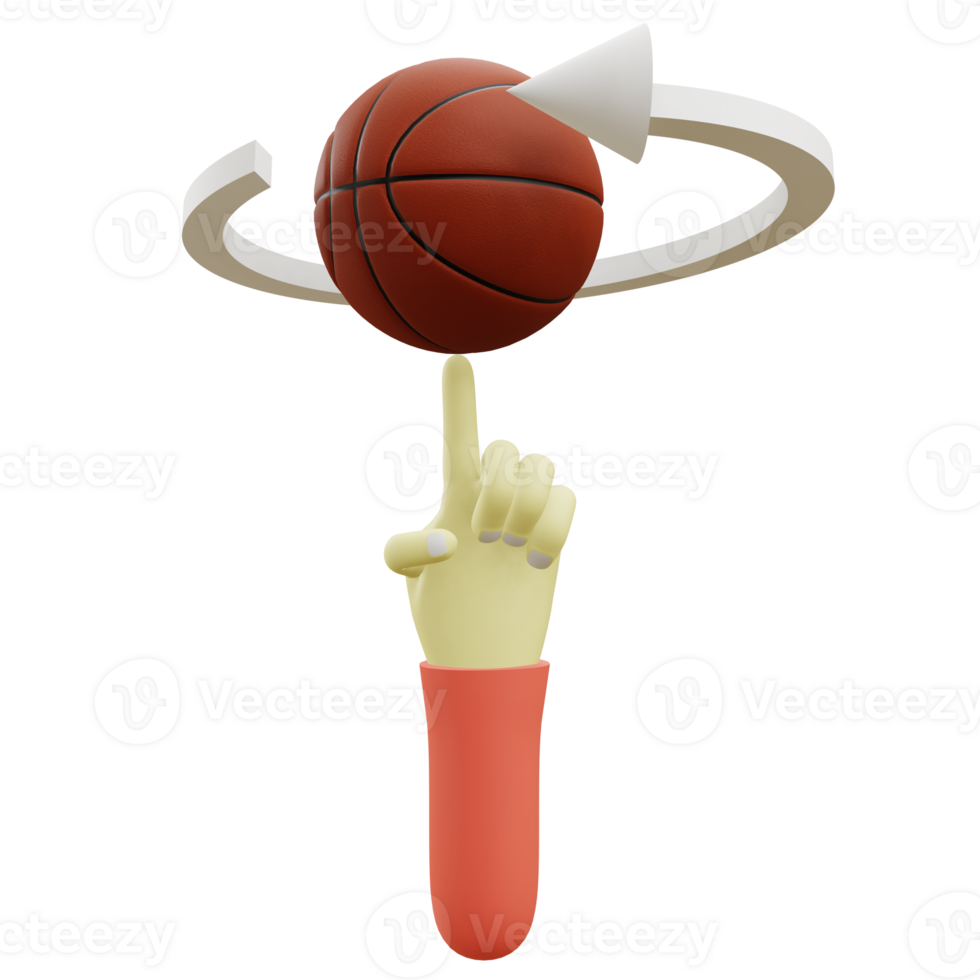 3 D illustration of spin basketball icon png