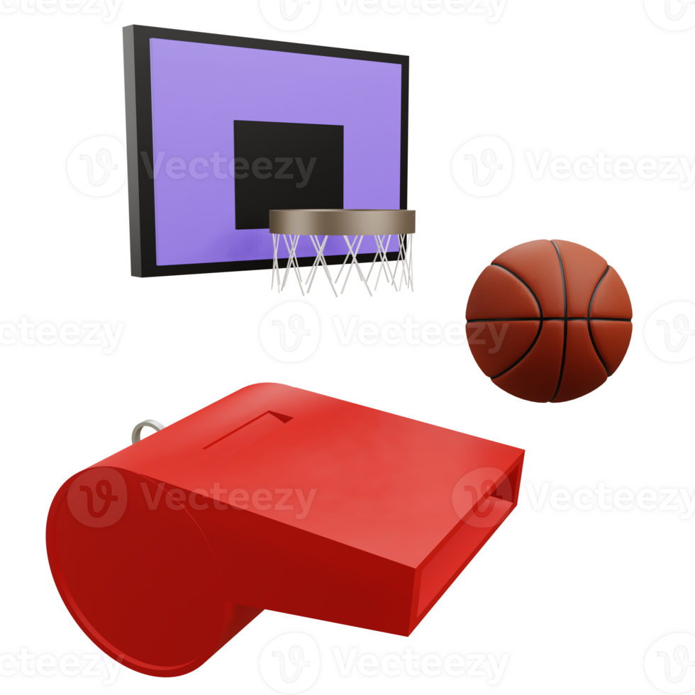 3 D illustration of basketball whistle icon png