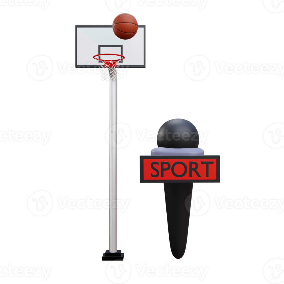 3 D illustration of basketball live match icon png