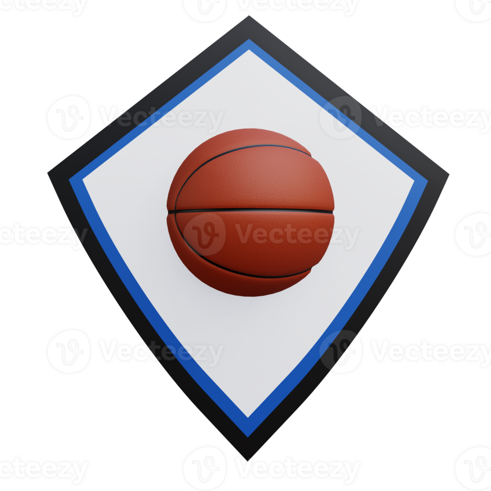 3 D illustration of basketball shield icon png