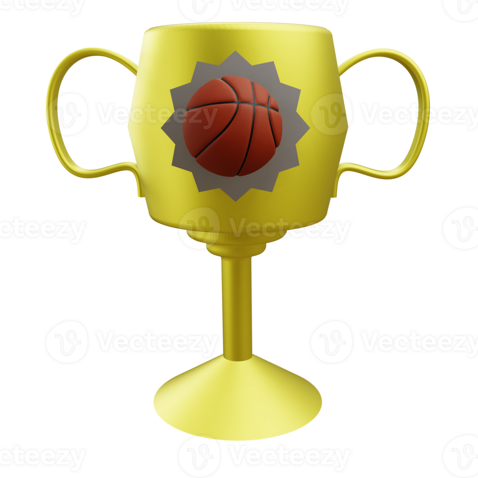 3 D illustration of basketball trophy icon png