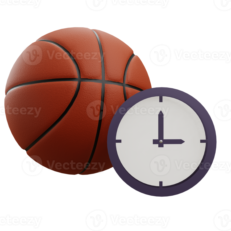 3 D illustration of basketball match time icon png