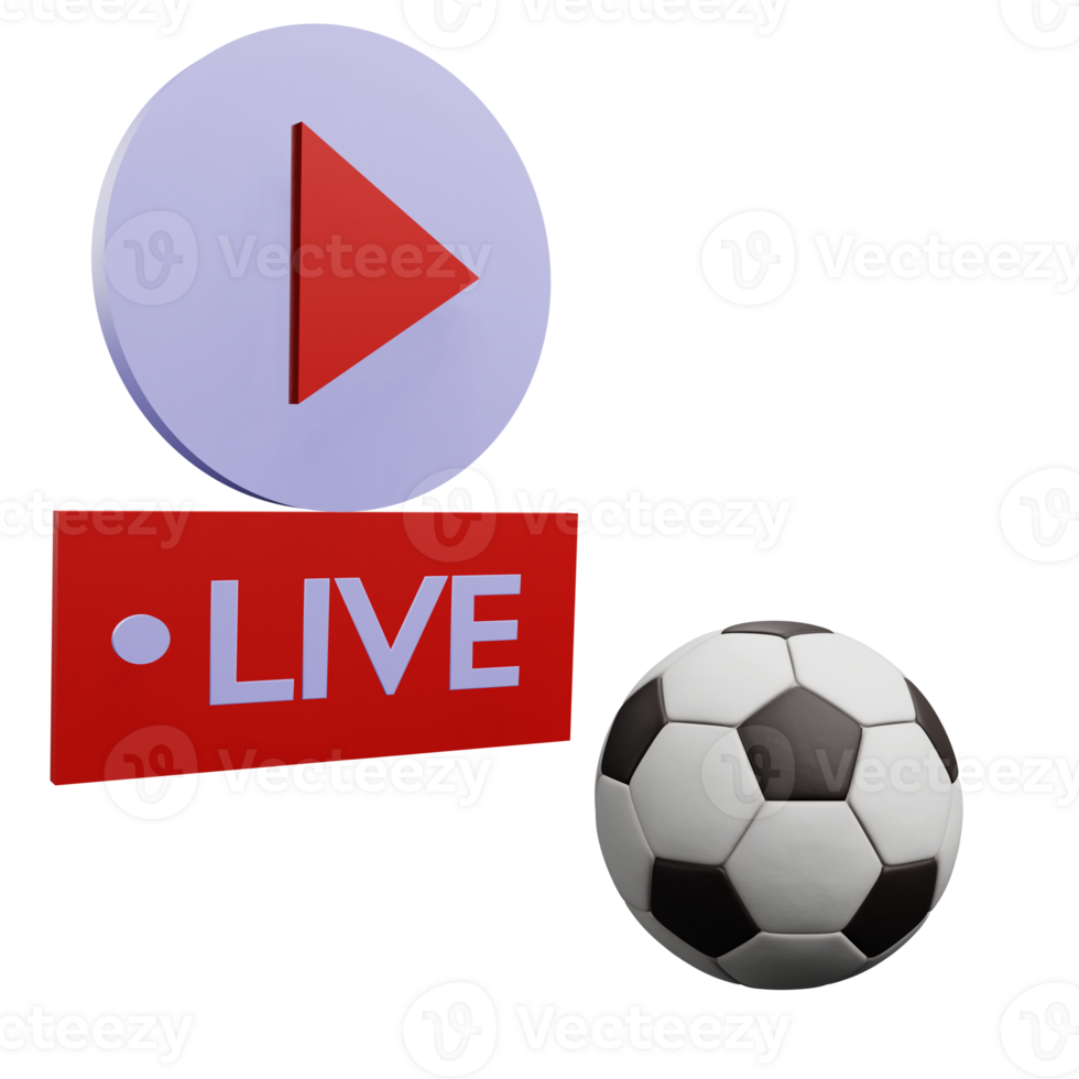 3 D illustration of football live match icon png