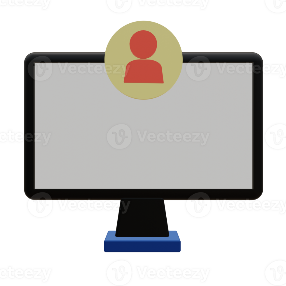 3 D illustration of computer account icon png