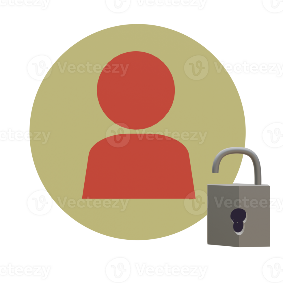 3 D illustration of unlocked account icon png