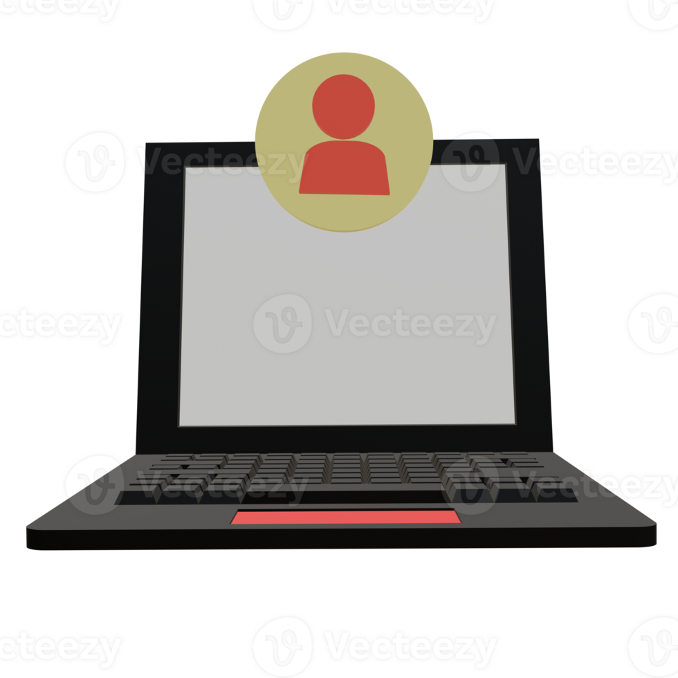 3 D illustration of laptop account icon png
