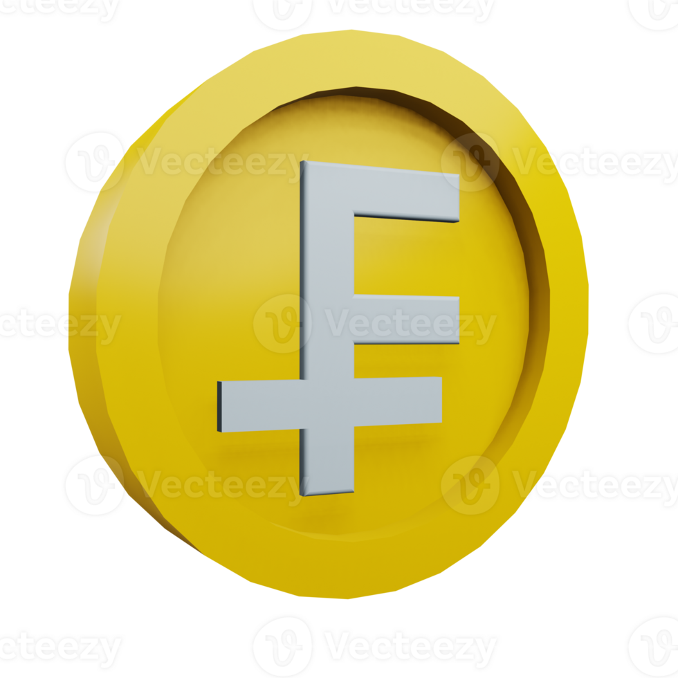 3 D illustration of swiss franc icon png