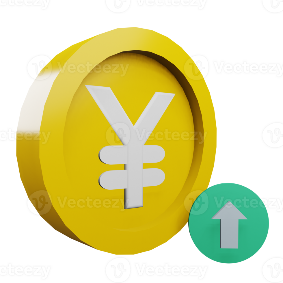 3 D illustration of yen icon png