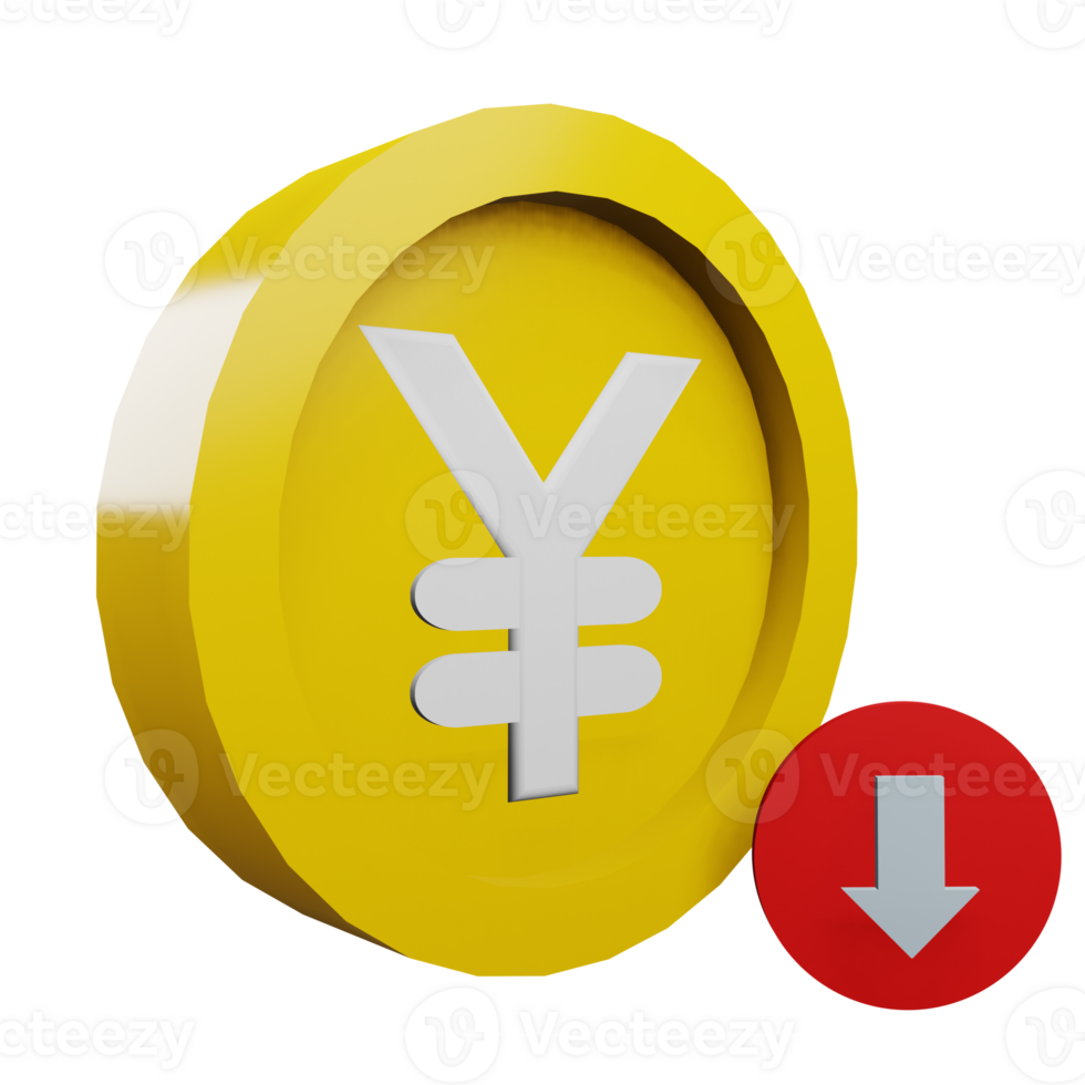 3 D illustration of yen icon png