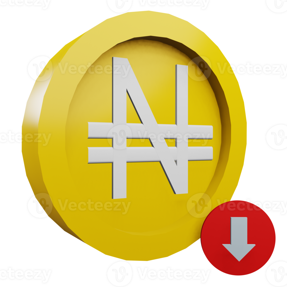 3 D illustration of naira icon png