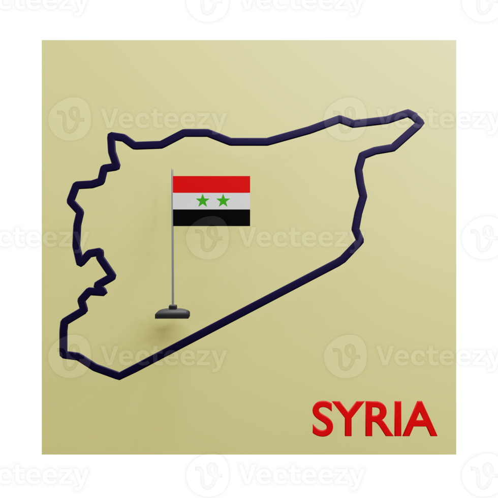 3 D illustration of Syria Map icon png