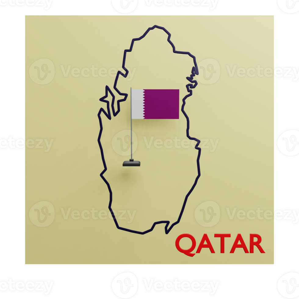 3 D illustration of Qatar Map icon png