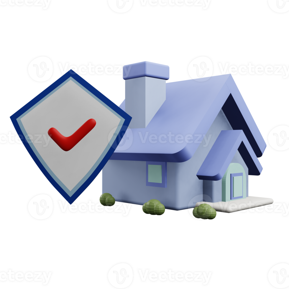 3 D illustration of Home insurance icon png
