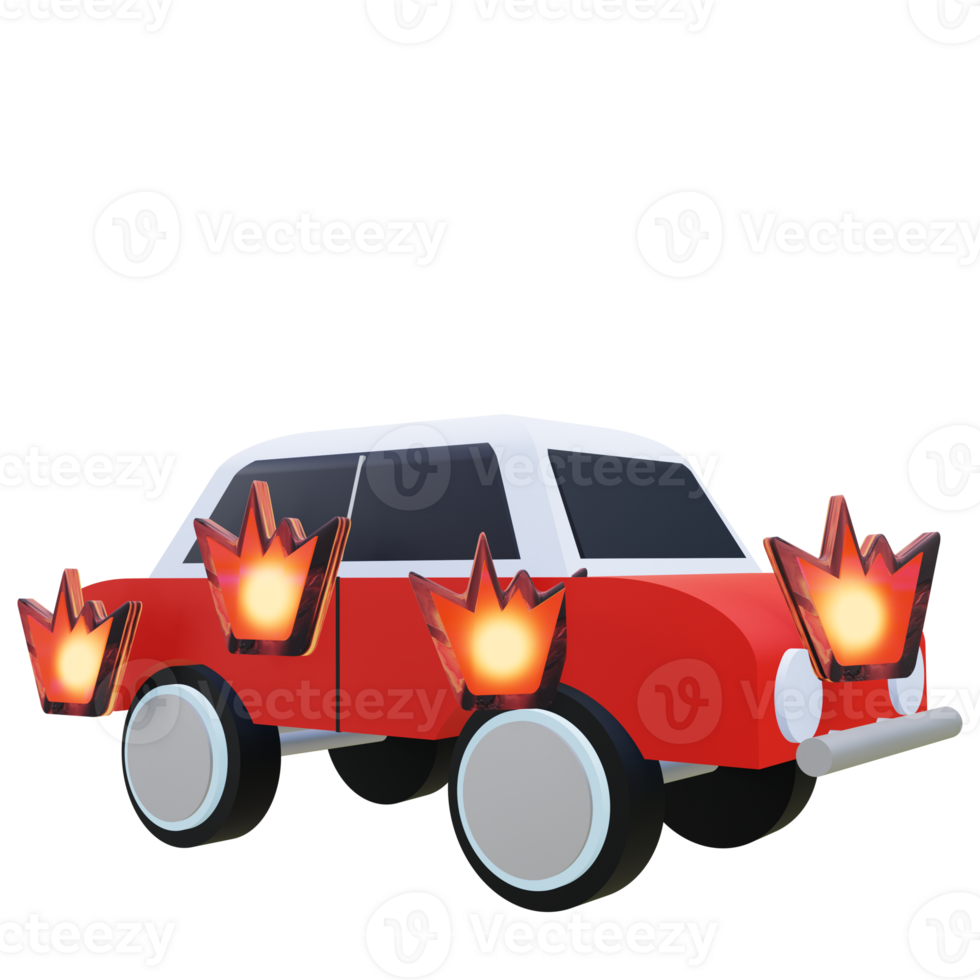 3 D illustration of burning car icon png