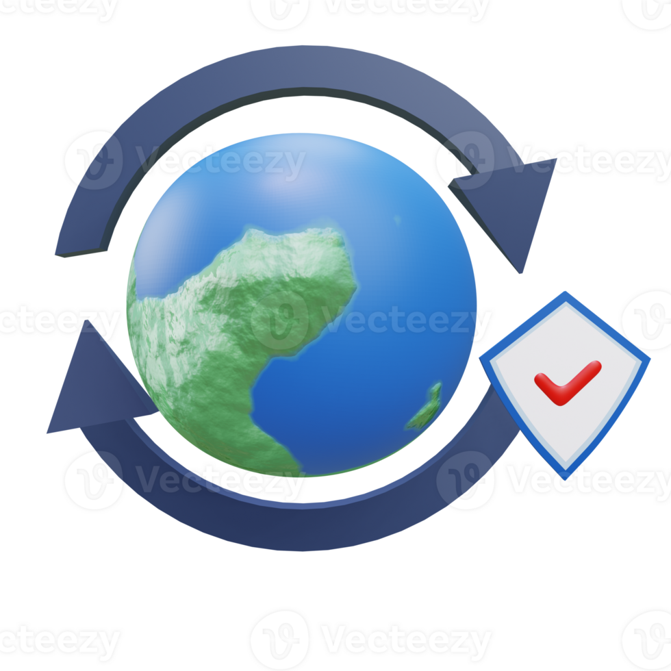3 D illustration of worldwide security icon png