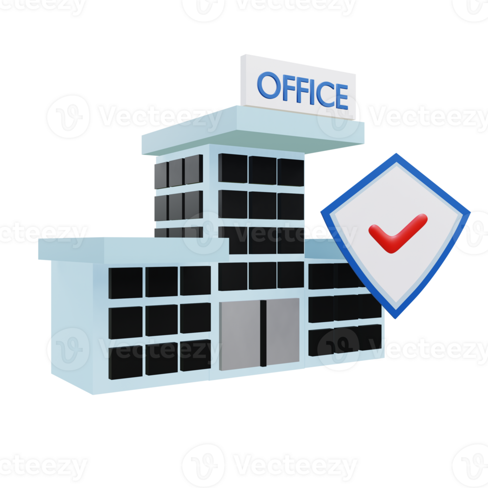 3 D illustration of building insurance icon png