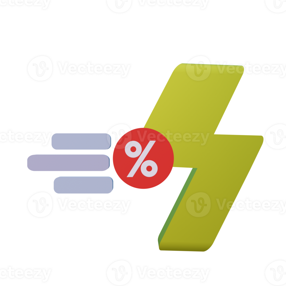 3 D illustration of flash sale icon png