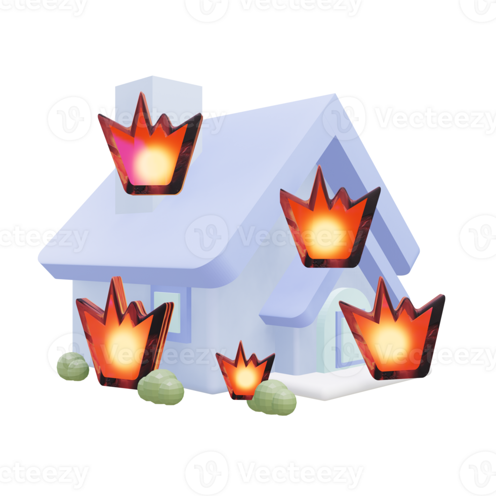 3 D illustration of fire insurance icon png