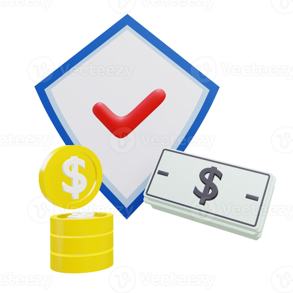 3 D illustration of investment insurance icon png
