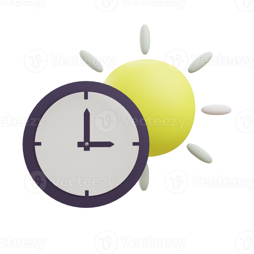 3 D illustration of day light saving time icon png