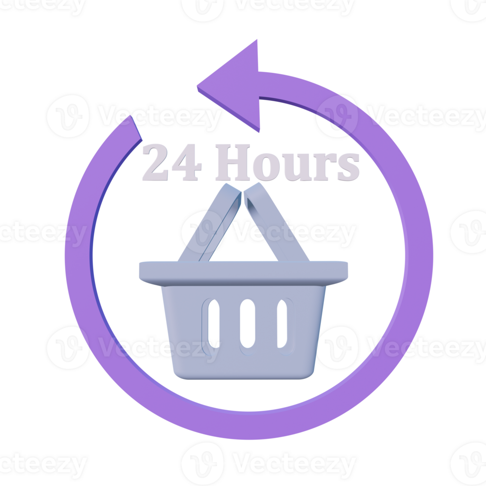 3 D illustration of open 24 hours icon png