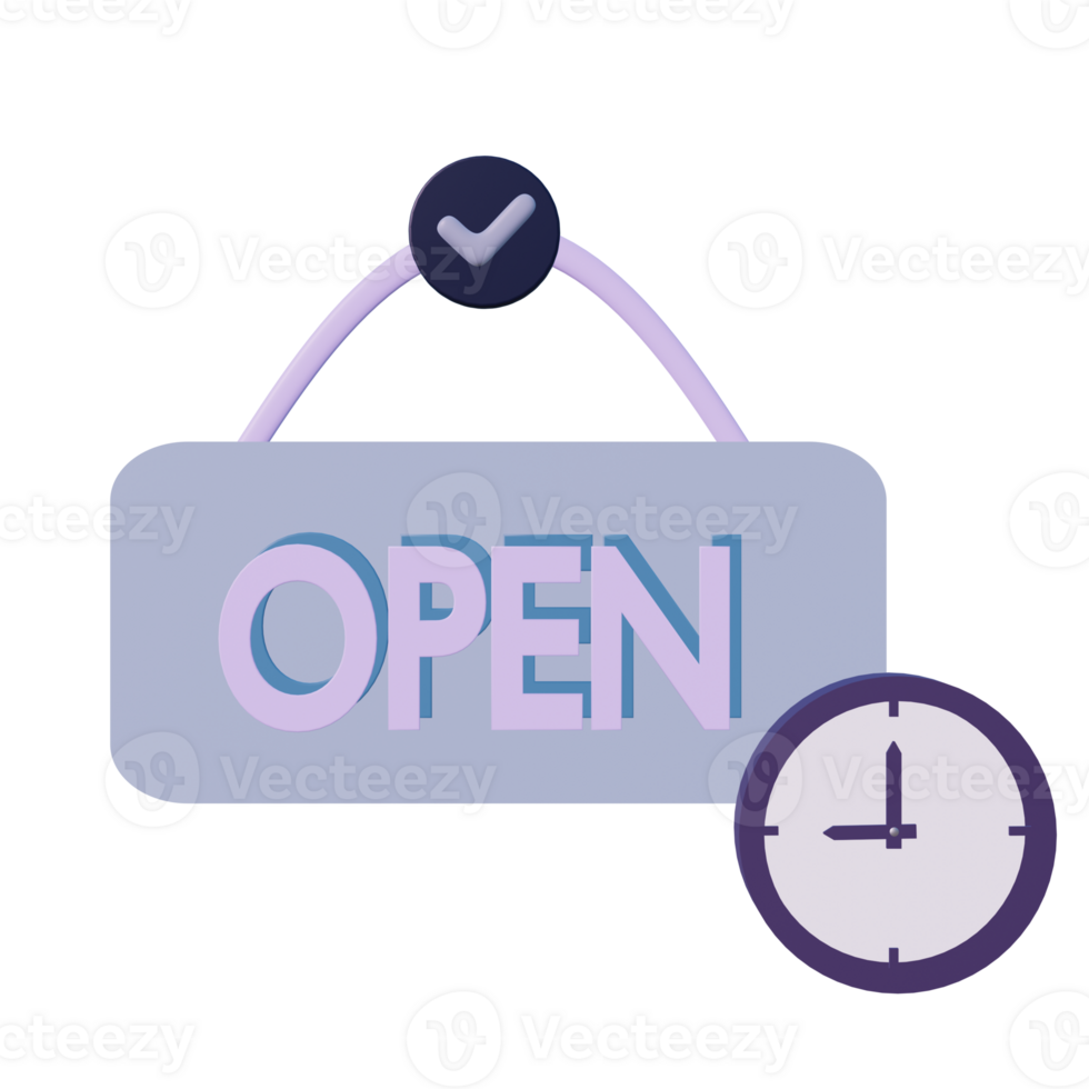 3 D illustration of opening hour icon png
