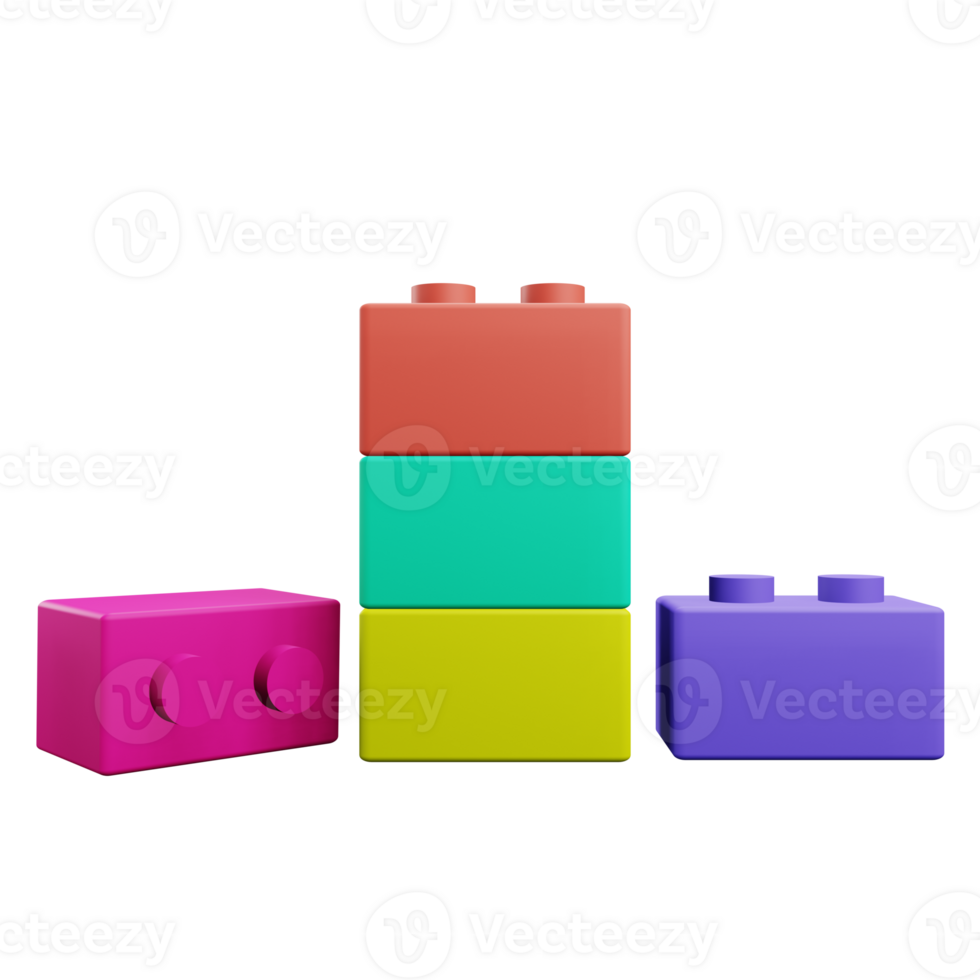 3 D illustration of arranging block toys icon png