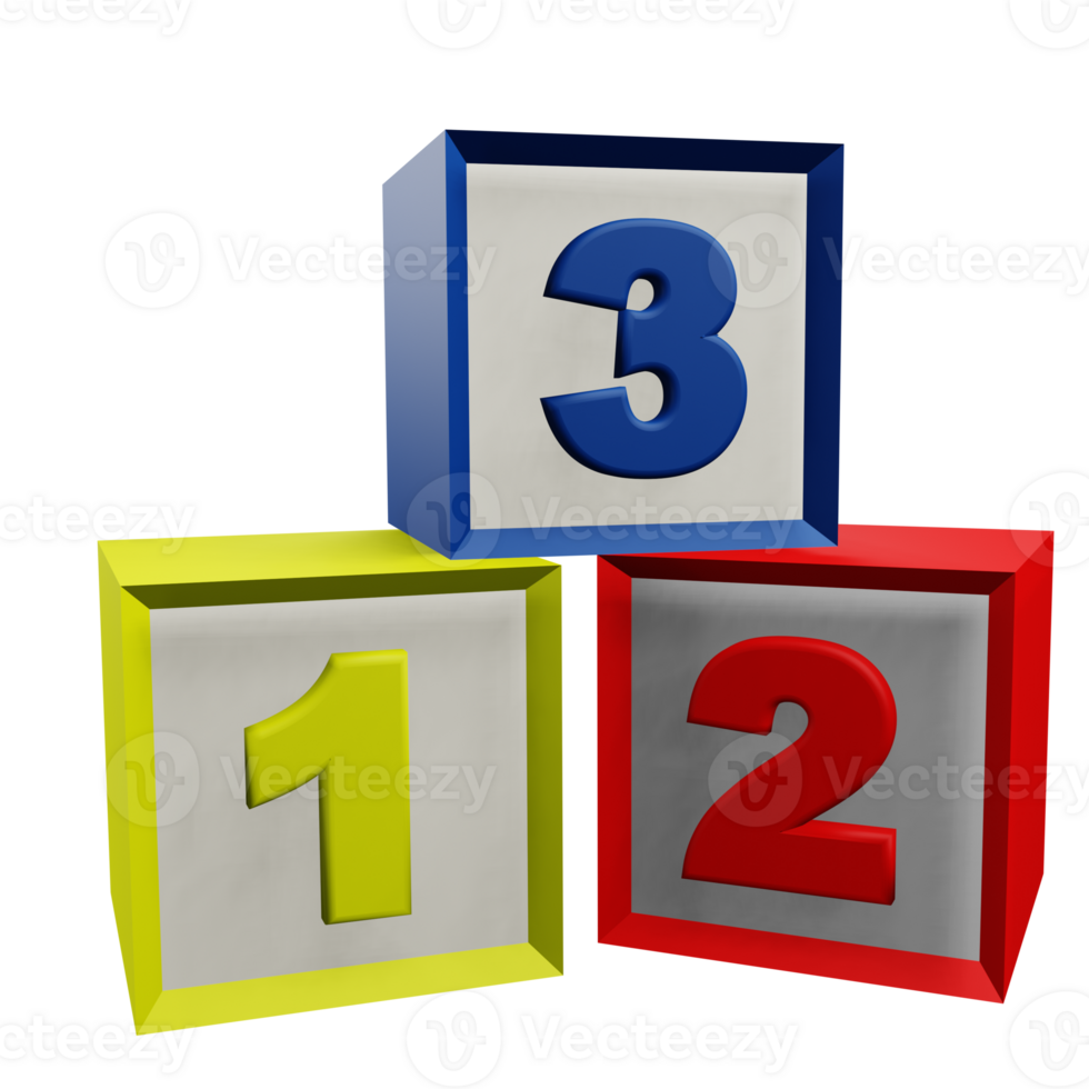 3 D illustration of number block toys icon png