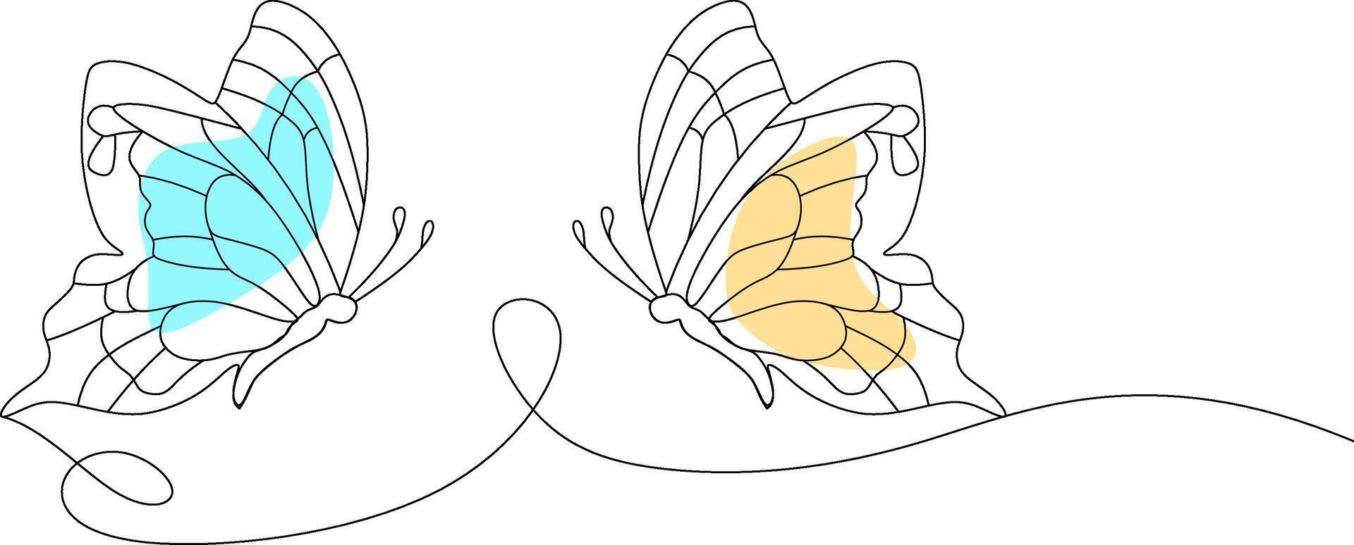 Butterfly in One continuous line drawing ,line art vector