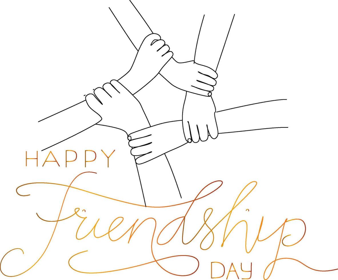 Illustration Of Holding Hands, Promise Friends Forever, Beautiful Greeting Card Design For Happy Friendship Day. vector