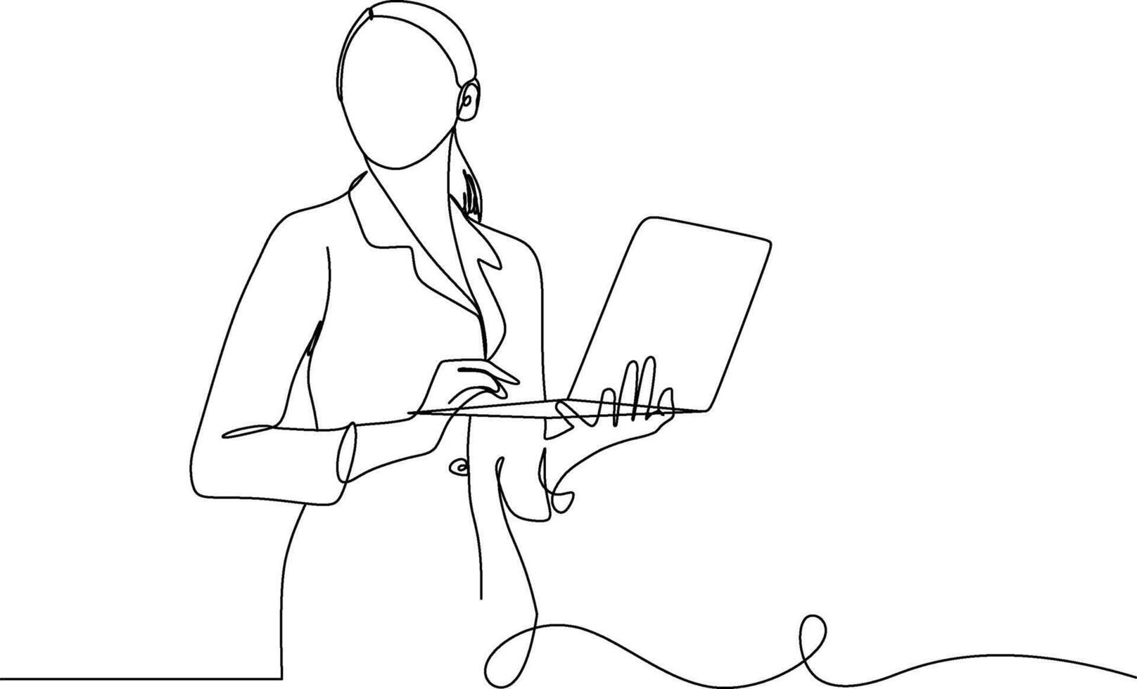 female office work continuous line illustration ,line art vector
