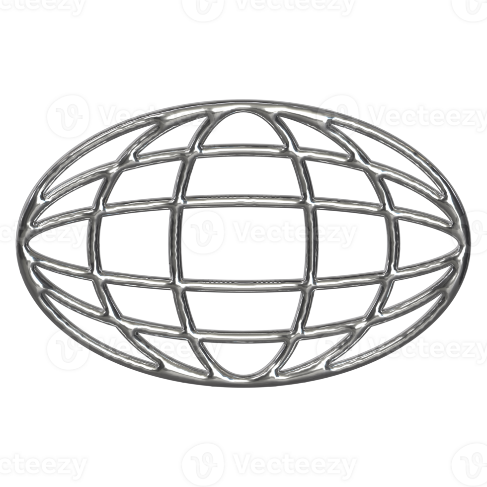 3d chrome Retro futuristic y2k elements png