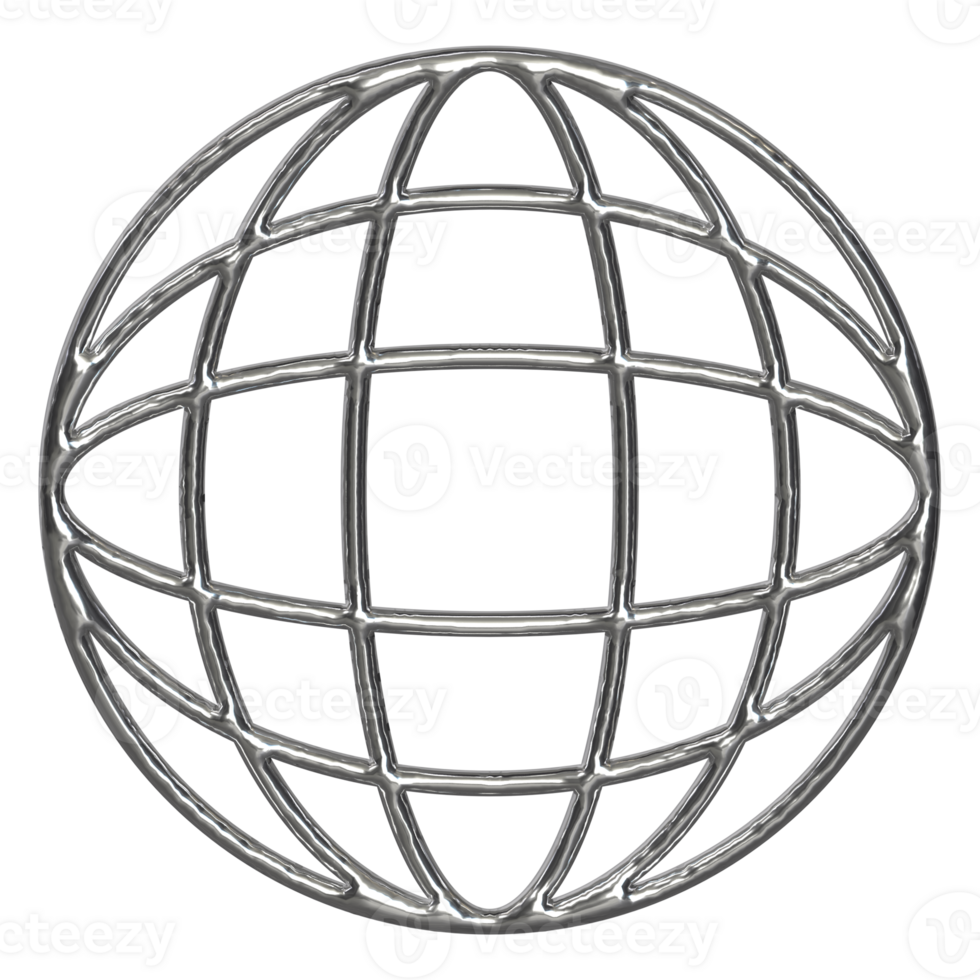3d chrome Retro futuristic y2k elements png