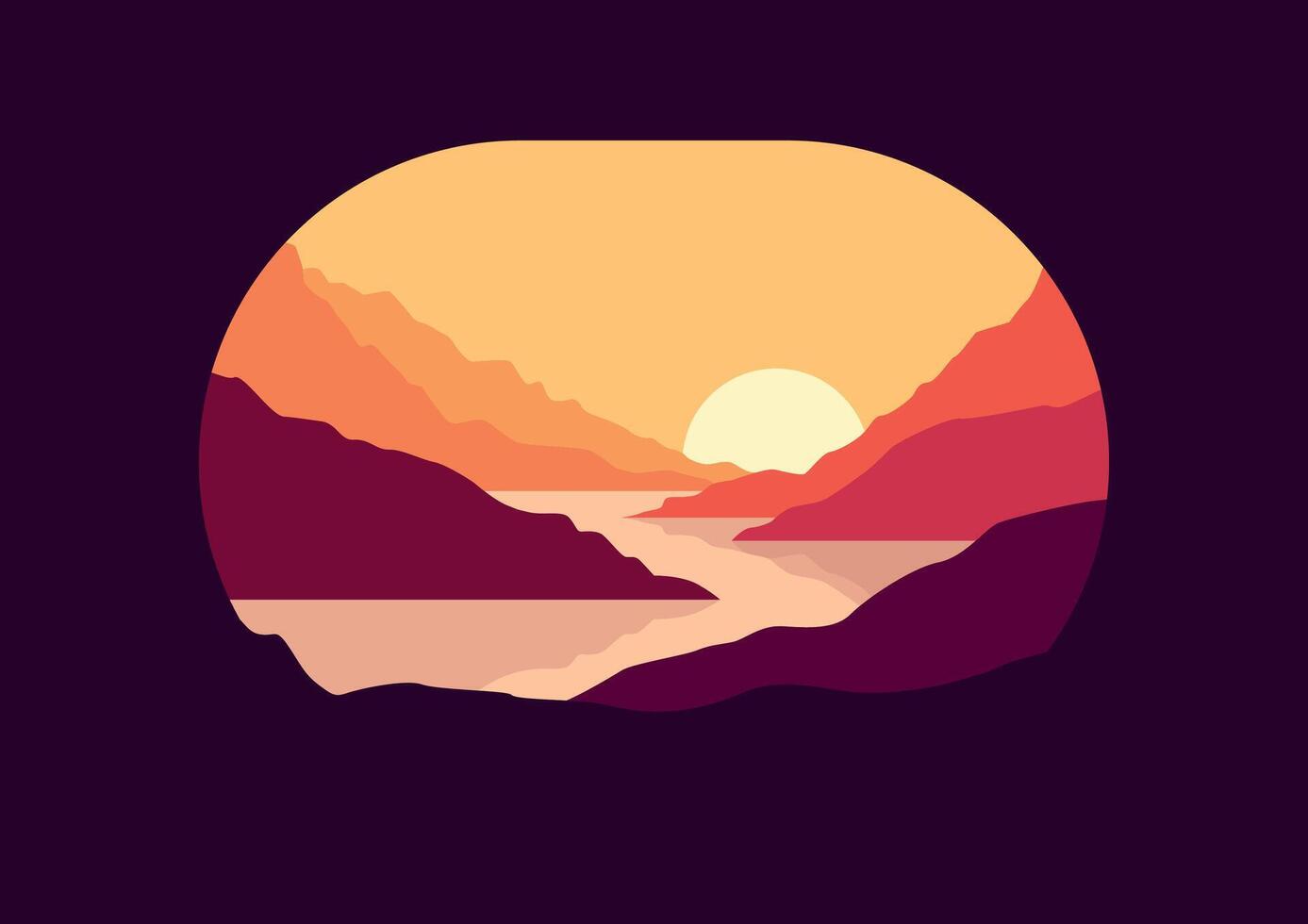 Nature background landscape with mountains and rivers at sunset or sunrise vector