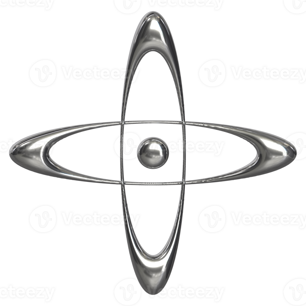 3d chrome Retro futuristic y2k elements png