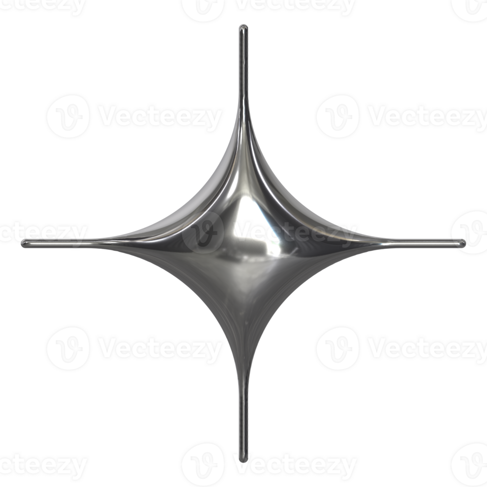 3d chrome Retro futuristic y2k elements png