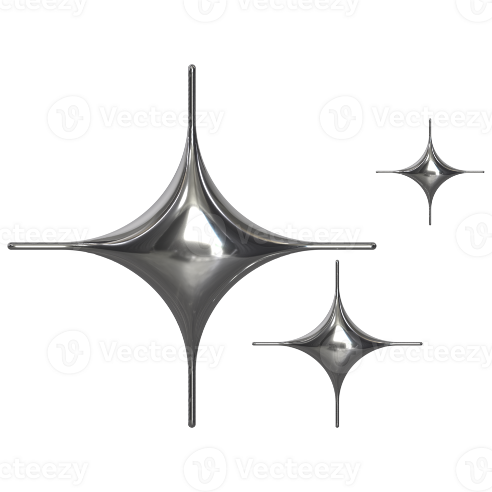 3d chrome Retro futuristic y2k elements png