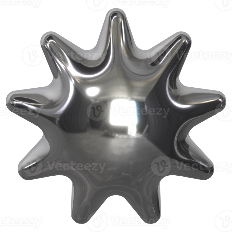 3d chrome Retro futuristic y2k elements png