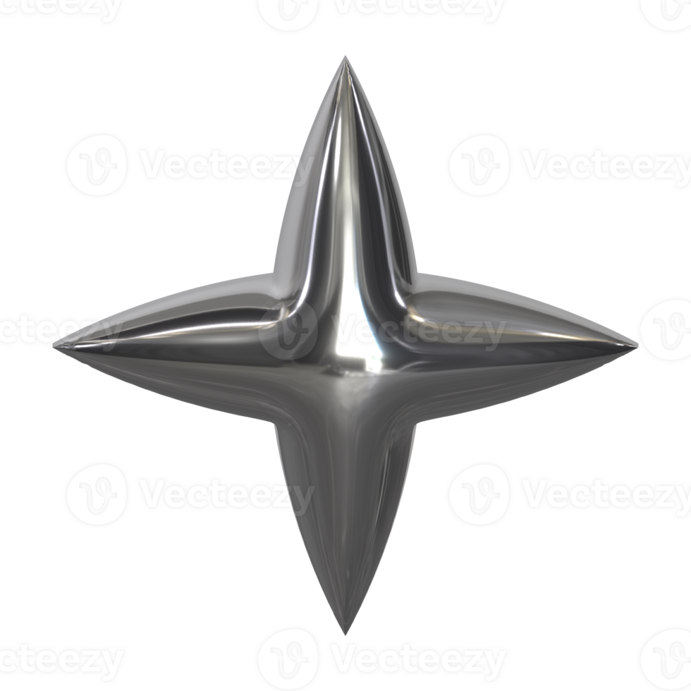 3d chrome Retro futuristic y2k elements png
