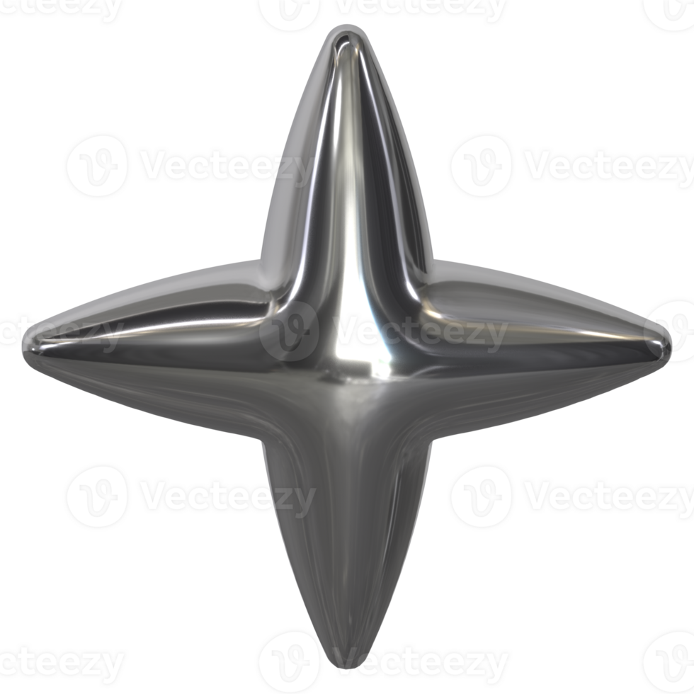3d chrome Retro futuristic y2k elements png