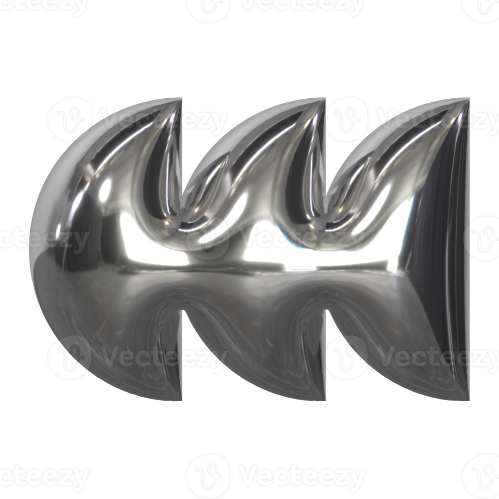 3d chrome Retro futuristic y2k elements png