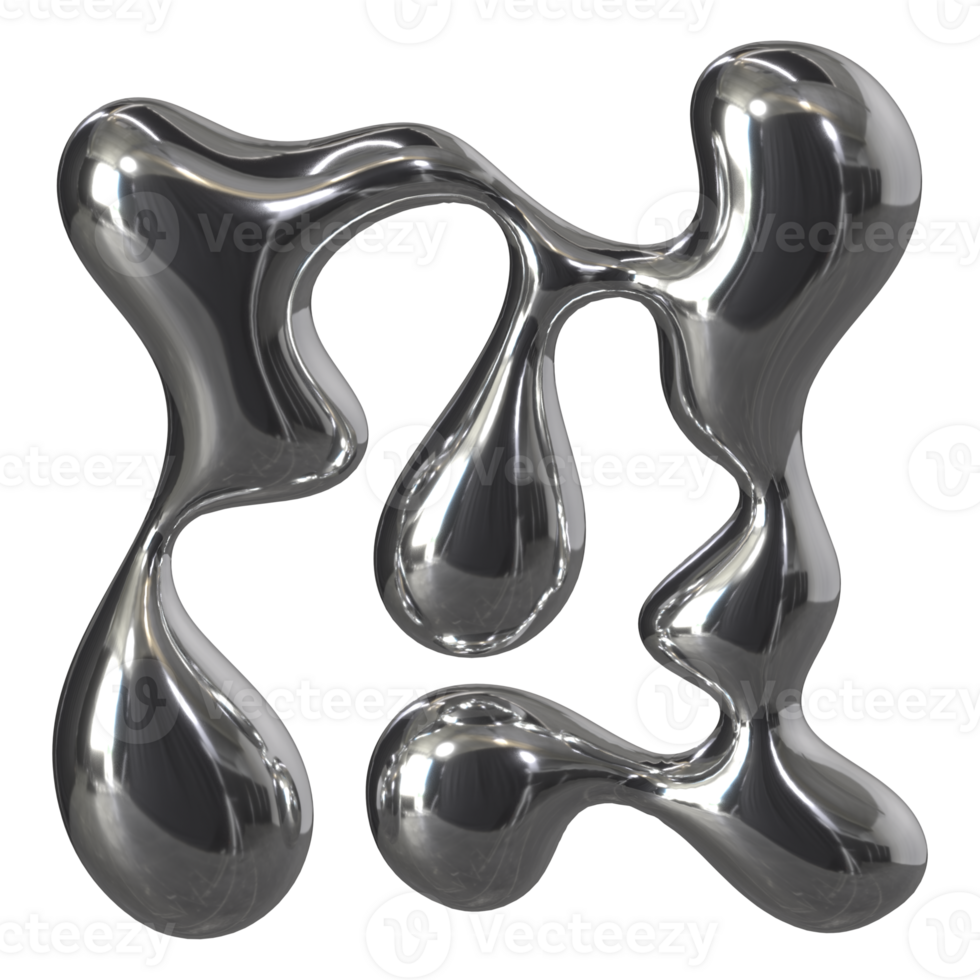 3d liquid chrome Retro futuristic y2k elements png